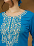 Janasya Women's Blue Rayon Embroidered Straight Short Kurti